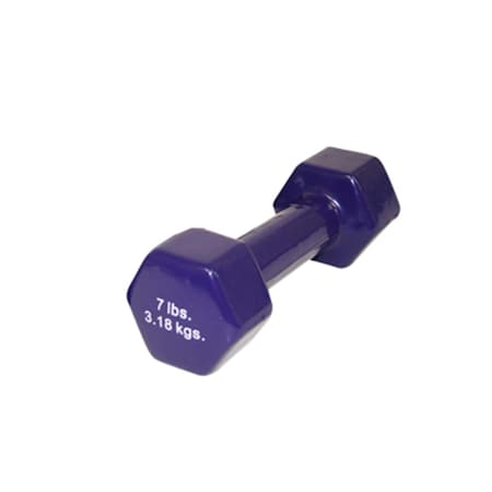 Fabrication Enterprises 7 lbs Vinyl Coated Dumbbell - Purple 10-0556-1